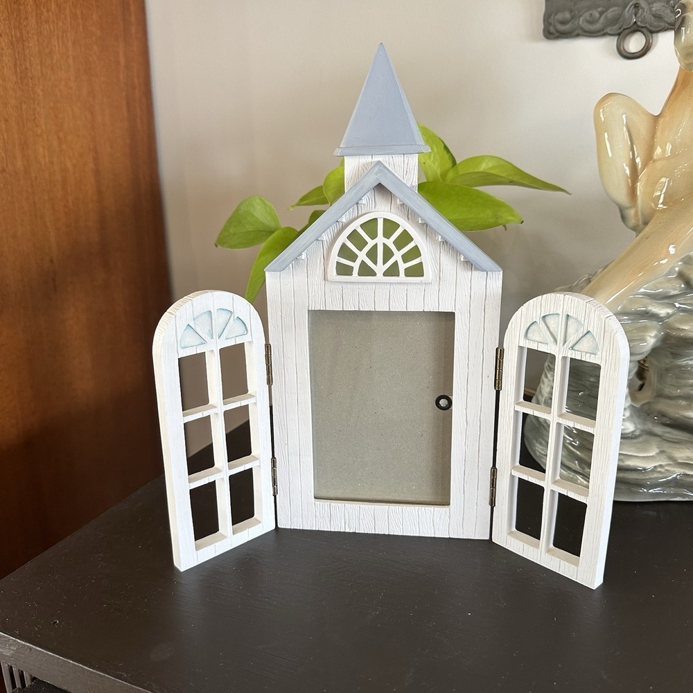 Thomas Kinkade Forest Chapel Church Picture Photo Frame w/ Hinged Doors Fold